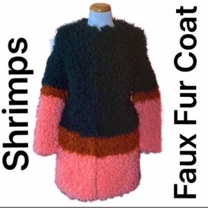 🌹Shrimps🌹 Vintage Faux Fur Colourblock Coat